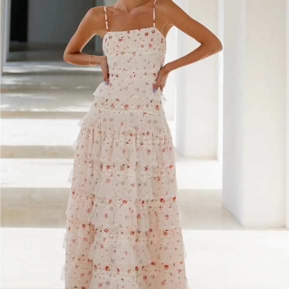 Lovette Maxi Lace Dress Floral Tiered - Picture 1 of 14